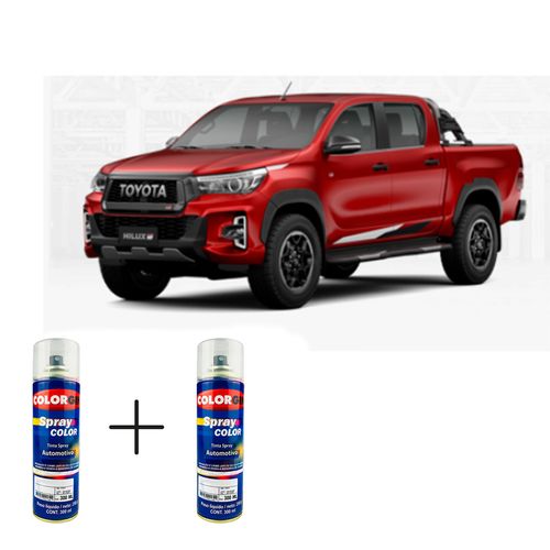 Spray Automotivo Vermelho Volcano Toyota + Verniz Spray 300ml