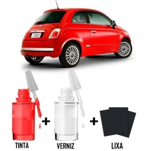 Tinta Tira Risco Automotivo Fiat 500 Cor Vermelho Brilhante