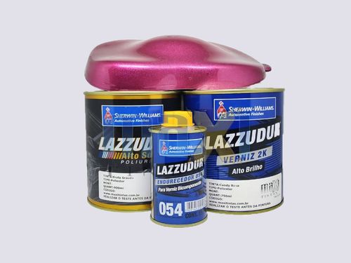 Tinta Automotiva Candy Rosa 900ml + Base Alumínio Graúdo