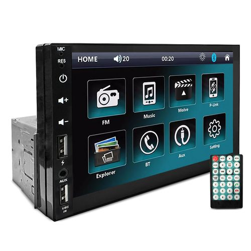 Central Multimídia MP5 1 Din JR8 Tela 7 Espelhamento Bluetooth USB SD AUX