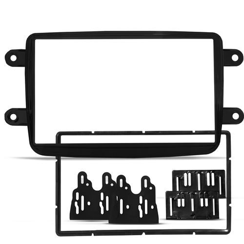 Moldura do Painel 2 Din Duster Sandero Logan Oroch Captur Kwid 2011 a 2022 Preto