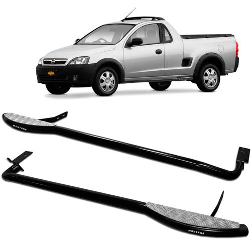 Estribo Lateral Montana 2004 a 2010 Tubular Preto Com Chapa
