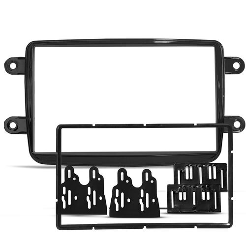 Moldura do Painel 2 Din Duster, Sandero, Logan, Oroch, Captur e Kwid 2011 a 2022 Black Piano