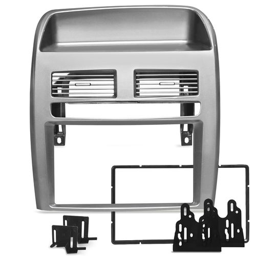 Moldura do Painel 2 Din Fiat Linea 2008 a 2014 Prata Padrão Japonês e Chinês