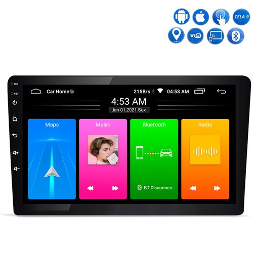 Central Multimídia 9 Polegadas Android 10.1 Roadstar RS904BR Plus GPS Wifi Bluetooth USB