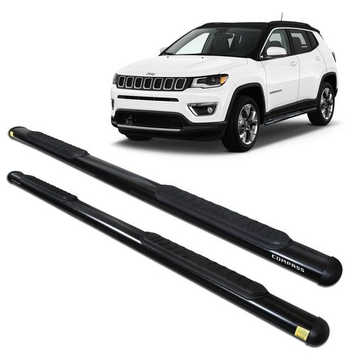 Estribo Lateral Jeep Compass 2017 a 2023 Oblongo Oval Preto