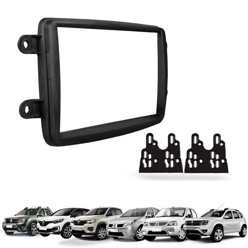 Moldura do Painel 2 Din Duster Sandero Logan Oroch Captur Kwid Preto Padrão Japonês