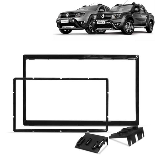 Moldura do Painel 2 Din Duster Oroch 2015 a 2022 Black Piano