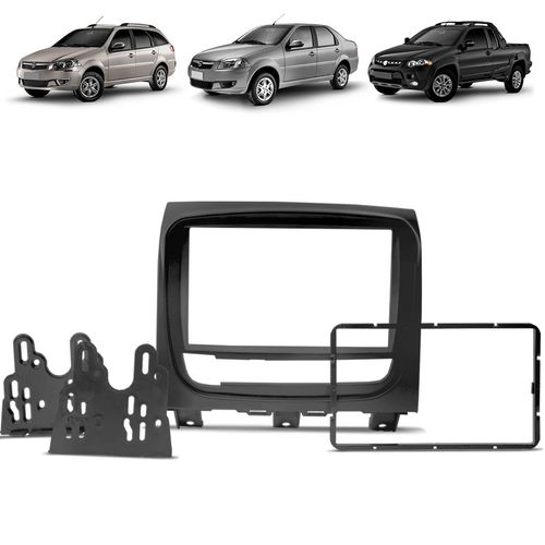 Moldura do Painel 2 Din Palio Strada Siena 2012 a 2020 Grafite Padrão Japonês e Chinês