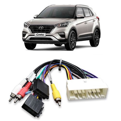 Chicote de Ligação Creta 2017 a 2023 Com Conector ISO + RCA + USB Expex