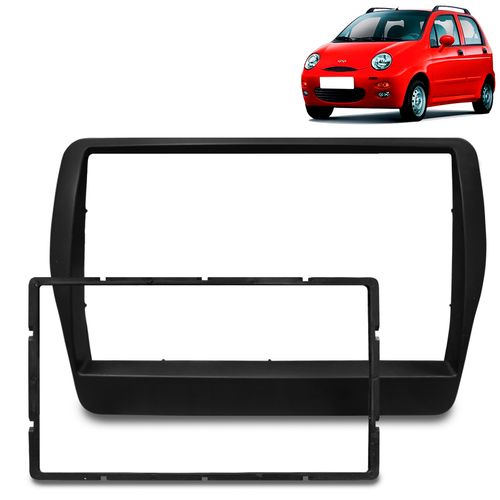 Moldura do Painel 2 Din Chery QQ 2010 a 2012 Preto Padrão Japonês e Chinês