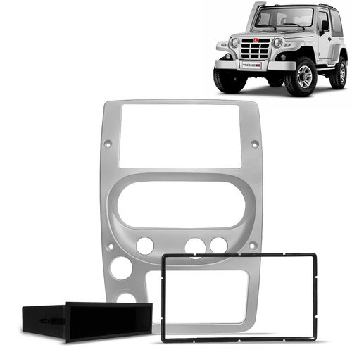 Moldura do Painel 2 Din 1 Din Troller 2004 a 2014 Prata Com Porta Objetos