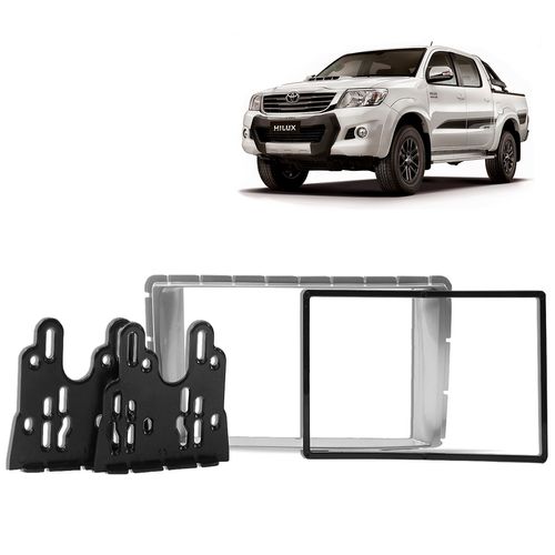Moldura do Painel 2 Din Hilux SRV 2012 a 2015 Prata Padrão Japonês e Chinês