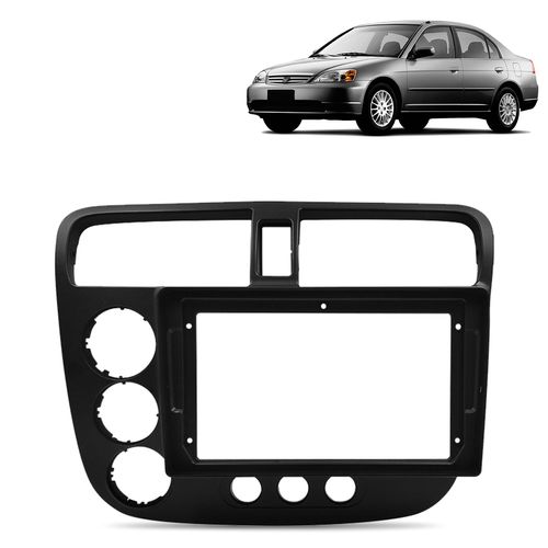 Moldura de Painel 9 Polegadas Civic 2001 a 2006 Preto Fosco