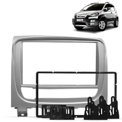 Moldura do Painel 2 Din Fiat Idea Adventure 2013 a 2018 Prata