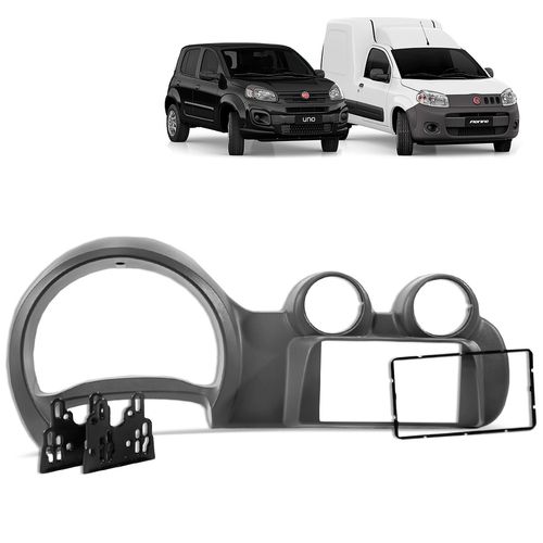 Moldura do Painel 2 Din Uno Vivace Fiorino 2012 a 2016 Cinza Padrão Japonês e Chinês