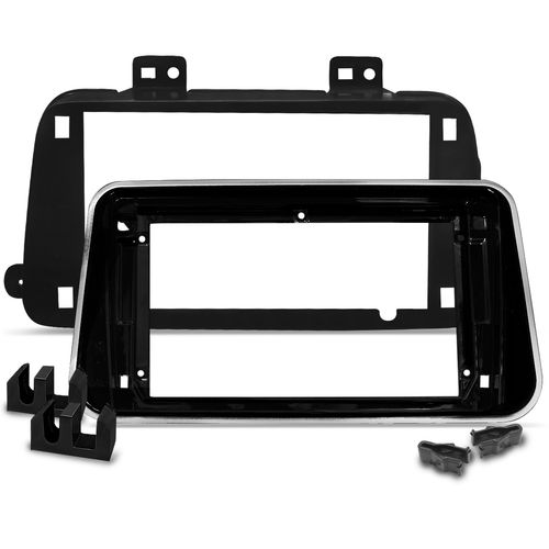 Moldura do Painel 9 Polegadas Versa 2021 a 2023 Preto com Friso Prata