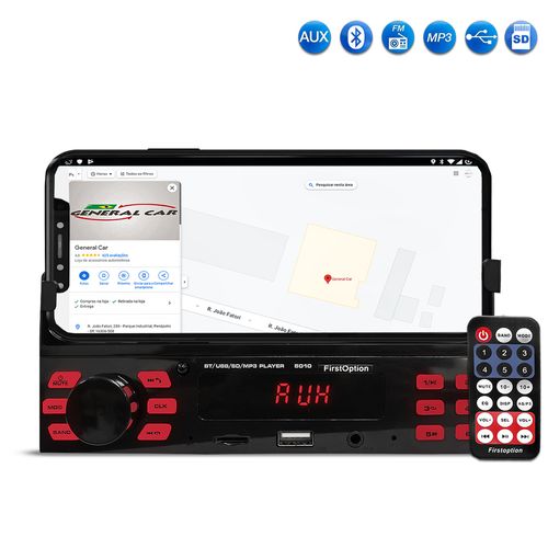 Radio Automotivo M-5010 Bluetooth USB FM Com Suporte Celular e Controle