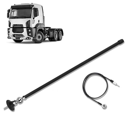 Antena de Teto e Paralama Universal Caminhões Ônibus Vans Base Cromada