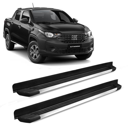 Estribo Lateral Fiat Strada 2021 a 2023 CD CS Alumínio Preto Frente Polida Bepo SUV II
