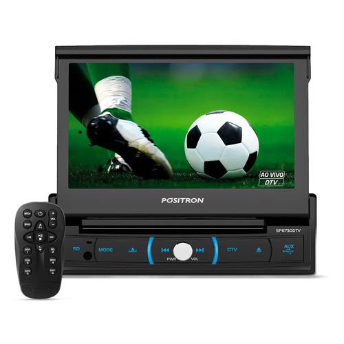 DVD Player Retrátil Pósitron SP6730DTV Tela 7 1 Din Espelhamento BT USB SD TV Digital 4x20W