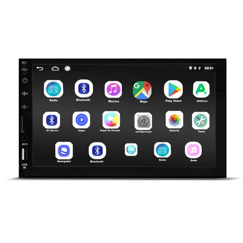 Central Multimídia First Option K6903 2 Din Android 9.0 Tela 7 Wi-fi GPS TV USB SD 4x50 RMS