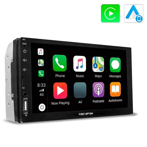 Central Multimídia 2 Din Mp10-8100 Tela 7 Pol Apple CarPlay Android Auto Bluetooth USB Radio