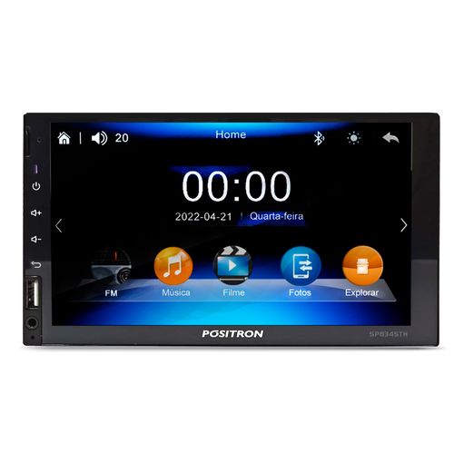 Central Multimidia 2 Din Pósitron SP8345TH Tela 6.95 Espelhamento BT USB SD 4x20W