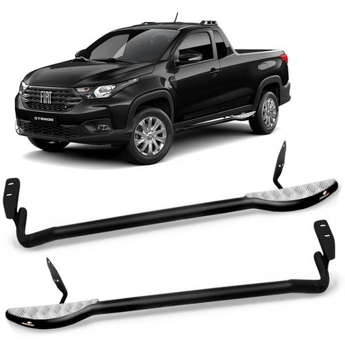 Estribo Lateral Tubolar Strada 2021 a 2023 Cabine Simples Preto Keko