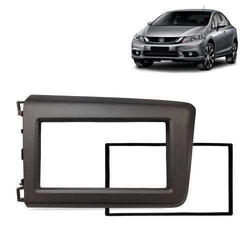 Moldura do Painel 2 Din Civic 2012 a 2016 Grafite Padrão Japonês e Chinês