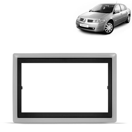 Moldura do Painel 2 Din Megane 2009 a 2020 Prata