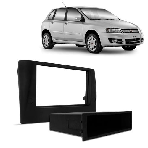 Moldura do Painel 2 Din 1 Din Stilo 2003 a 2010 Preto Com Porta Objetos