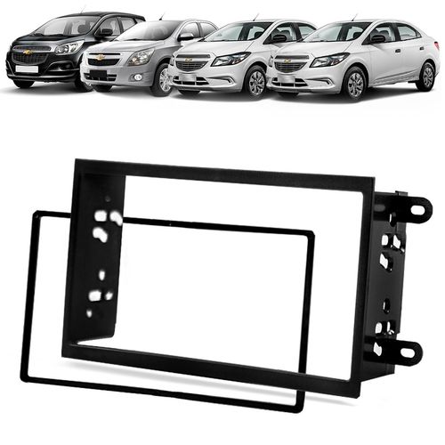 Moldura do Painel 2 Din Onix Prisma Cobalt Spin Preto Padrão Japonês e Chinês