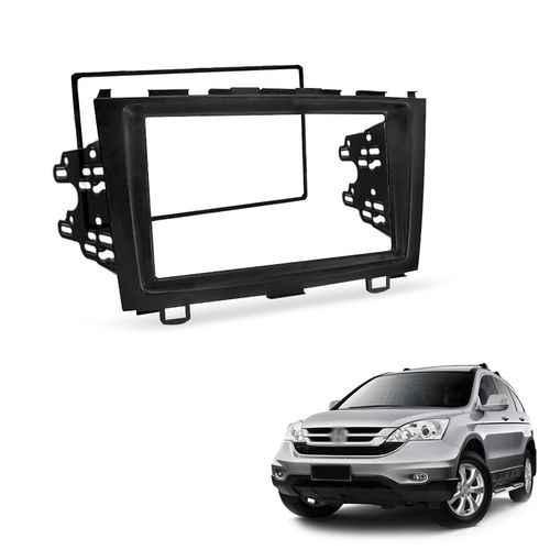 Moldura do Painel 2 Din Cr-v 2007 a 2011 Preto Padrão Japonês Chinês + Suporte Lateral