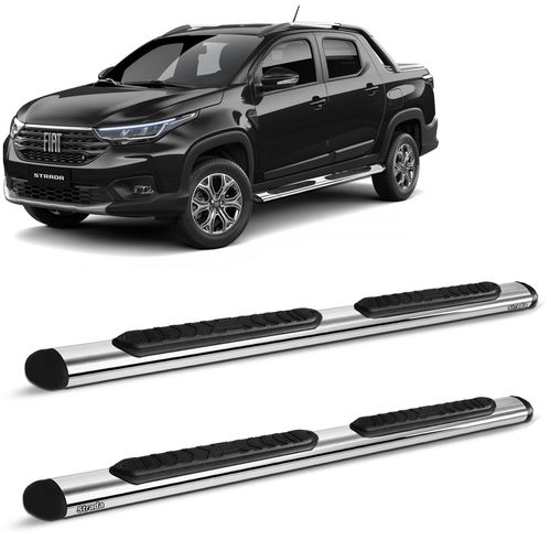 Estribo Lateral Oval Fiat Strada 2021 a 2023 Aço Carbono Cromado
