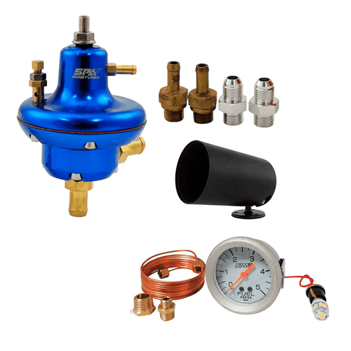 DOSADOR DE COMBUSTÍVEL HPI BILLET V3 MOTORES INJETADOS + MANÔMETRO DE PRESSÃO DE COMBUSTÍVEL 5 BAR 52 MM SPA TURBO + SUPORTE GRÁTIS