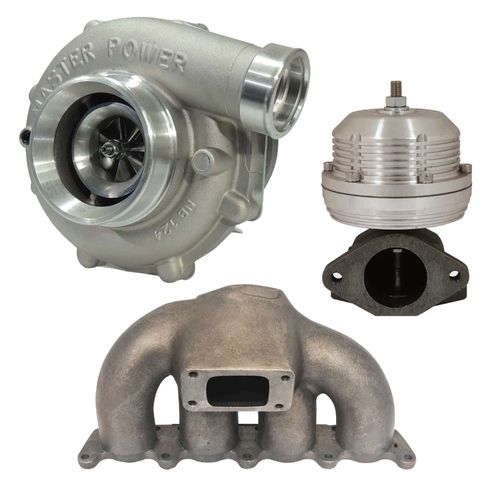Coletor de escape p/ turbo monofluxo VW Golf / Audi A3 1.8 20V + Turbina .50 T3 Master Power R474 + Wastegate USA Prata
