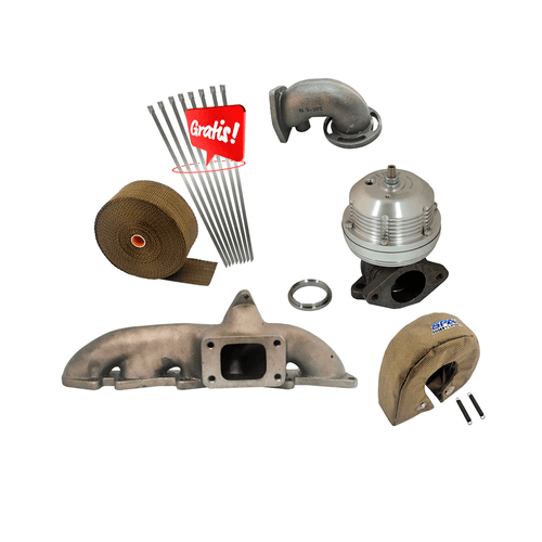 COLETOR ESCAPE TURBO FIVETECH V2 + FITA TÉRMICA TITANIUM 2" x 15m + capa DE TURBINA TITANIUM + SAÍDA ESCAPE FUNDIDA + WASTEGATE USA MECÂNICA