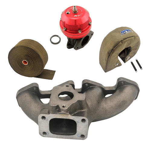 Coletor de escape para turbo VW AP 16V Longitudinal - T3 + FITA TÉRMICA TITANIUM + Protetor Térmico de Turbina + Wastegate USA regulagem mecânica