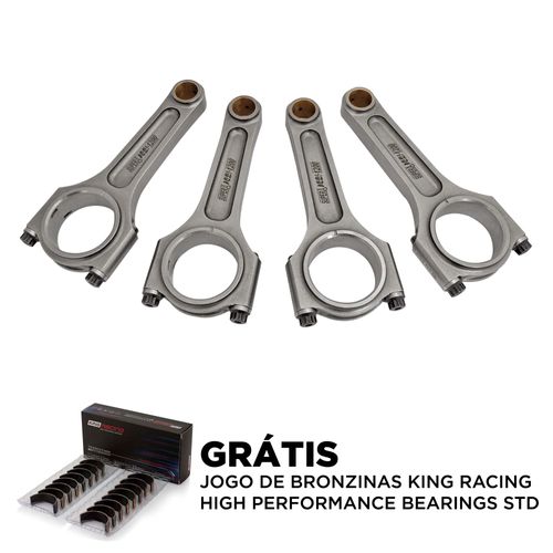 Biela Forjada Super A-Beam 144mm 1200cv para VW AP (parafusos 7/16) - Jogo com 4 unidades + GRÁTIS 1 JOGO DE BRONZINA KING RACING