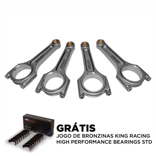 Biela forjada Super A 149mm 1000cv para VW AP (jogo com 4 unidades) + GRÁTIS 1 JOGO DE BRONZINAS KING RACING