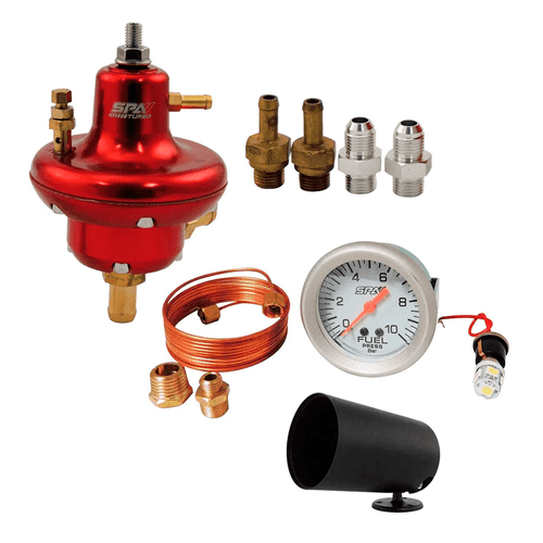 DOSADOR DE COMBUSTÍVEL HPI BILLET V3 MOTORES INJETADOS + MANÔMETRO DE PRESSÃO DE COMBUSTÍVEL 10 BAR 52 MM SPA TURBO + SUPORTE GRÁTIS