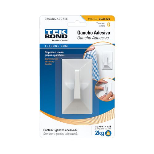 Gancho Quartzo De Plástico Branco G - Tekbond