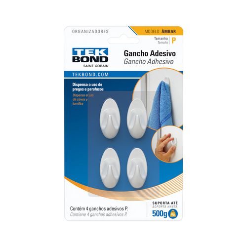 Gancho Ambar De Plástico Branco P - Tekbond