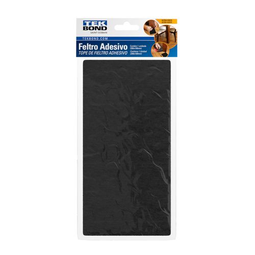 Feltro Protetor Adesivo Retângular Preto 200Mm X 100Mm - Tekbond