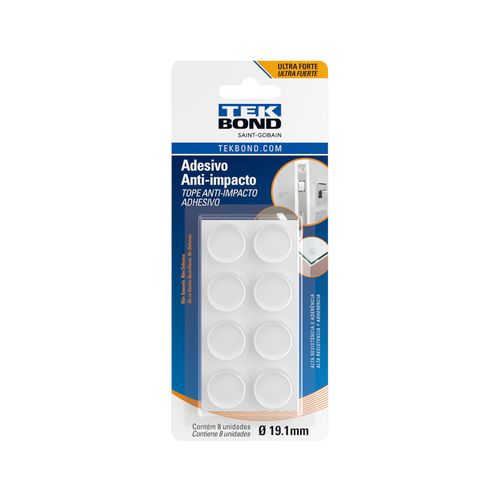 Adesivo Protetor Anti Impacto - Bumper - Redondo M 19,1Mm - 8 Unidades - Tekbond