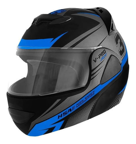 Capacete Para Moto  Escamoteável Pro Tork V-pro  Jet 3  Preto E Azul Jet 3 Tamanho 60