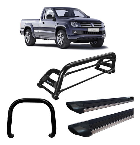 Kit Quebra Mato+estribo P.brilho +santo Anh2/amarok Cs Preto