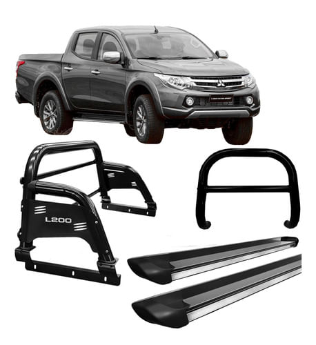 Kit Quebra Mato=estribo Perso=santo Antônio 020 L200 Preto