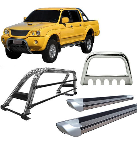 Kit Quebra Mato+estribo Perso+santo Antônio L200 004 Cromado